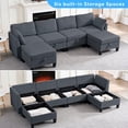 thumbnail image 1 of Puremind 6 Piece Modular Sectional Sofa with Movable Ottoman, U/L Shaped Sectional Couch with Storage, Convertible Sleeper Sofa for Living Room/Apartment, Dark Gray, 1 of 6