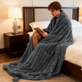 thumbnail image 4 of Thickened Rabbit Plu Sh Nap Blanket Bunny Blanket For Adults Soft Warm Fuzzy Throw Blanket For Bed Sofa Travel And Off Ice Full Size Blankets for Bed Blankets Size Warm Small Blanket Throw Throw, 4 of 4