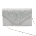 thumbnail image 3 of thinsony Women Envelope Bag Rectangular Hasp Rhinestone Stylish Fashionable Business Party Bridal Handbag Birthday Gift White, 3 of 9