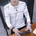 thumbnail image 1 of Mens Crew Neck Print T-Shirt Blouse Pullover Long Sleeve Slim Fit Muscle Top, 1 of 7