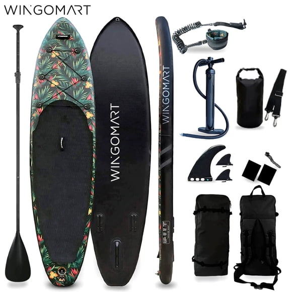 WINGOMART Planche de Stand-Up Paddle Gonflable 10,7 Pi 10,7 Pieds X 32 Pouces X 6 Pouces avec Accessoires de SUP de Qualité Supérieure et Sac de Transport, Aileron Inférieur à Posture Grand pour le Pagayage, Plateau Antidérapant, 1-2 Personnes jusqu'à 160 kg, Planche SUP 325 cm