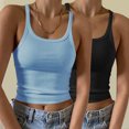 thumbnail image 2 of Timegard 2pc Tank Tops for Women Scoop Neck Ribbed Sleeveless Slim Crop Top Casual Going out Tops Camis, 2 of 6