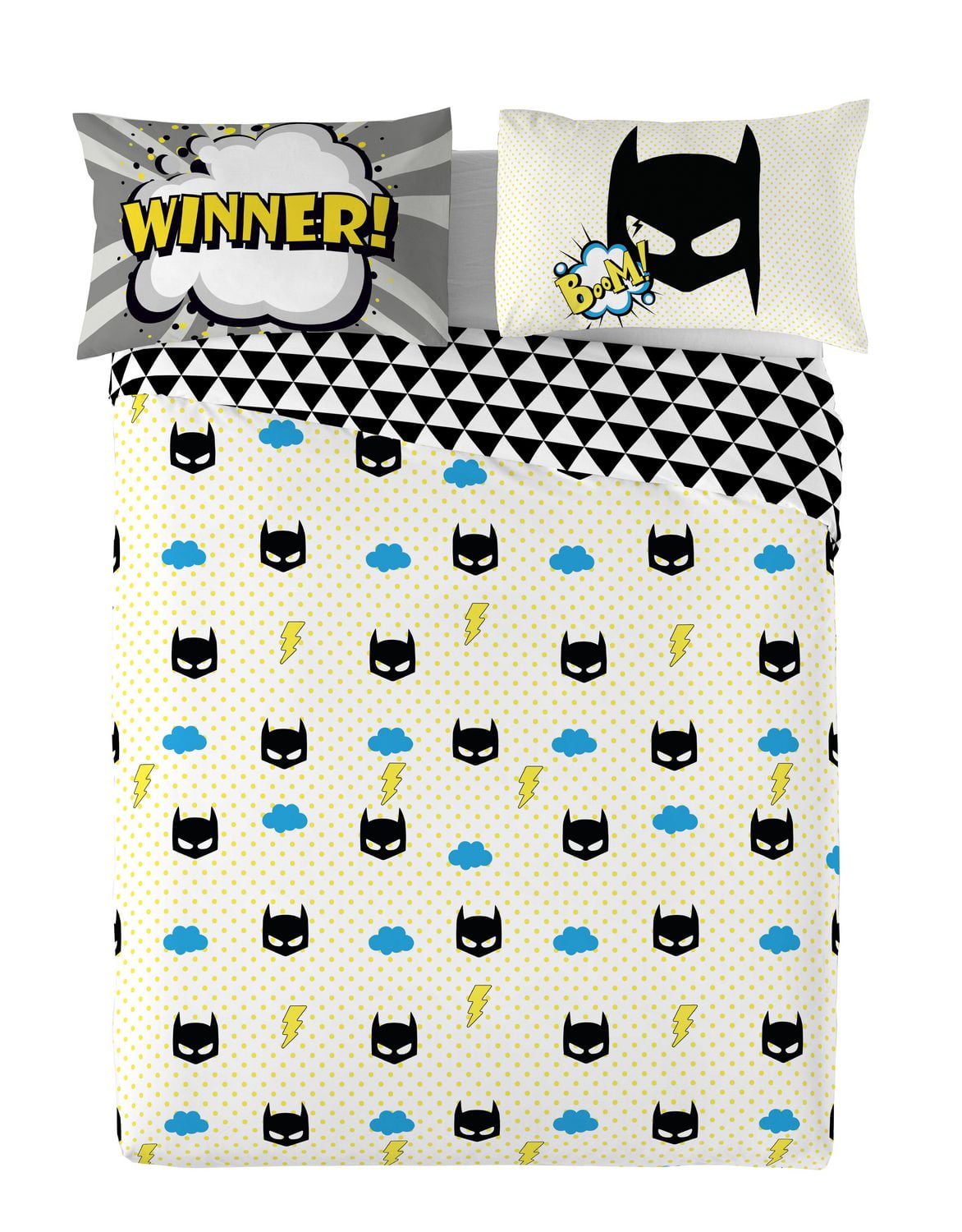Ensemble de housse de couette Superhero de Gouchee Home – Literie pour enfants 3 pièces certifiée OEKO-TEX avec motif réversible inspiré des bandes dessinées