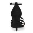 thumbnail image 4 of BLISSFUL STEP Women's Rhinestone Ankle Strap Stiletto High Heels Sandals Black (Size 10), 4 of 7