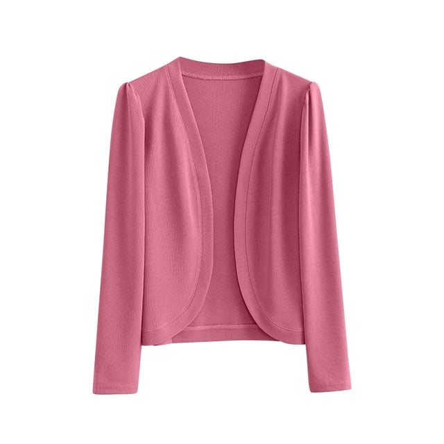 Timegard Cardigan for Women Plus Size Cropped Open Front Long Sleeve Fall Casual Lightweight Jackets