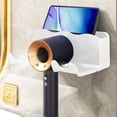thumbnail image 4 of Boovnll No Punching Required Hair Dryer Rack Bathroom Wall-Mounted Storage Bracket with Three Storage Grids, 4 of 6