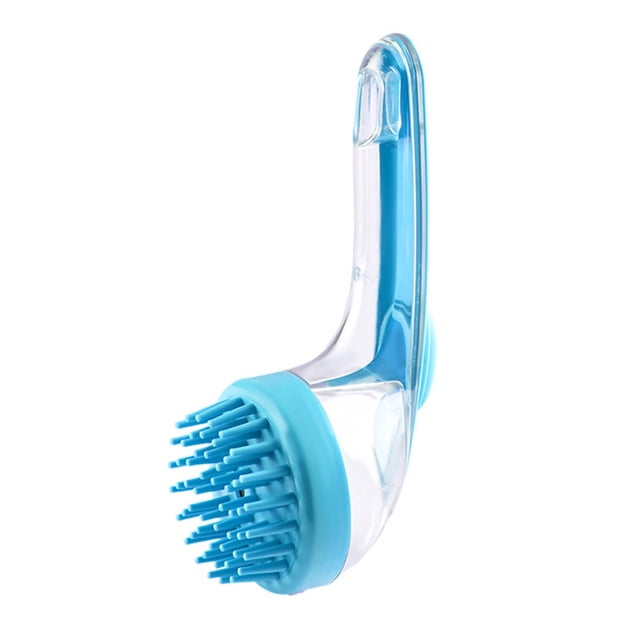 Hearth & Gear Pet Bath Brush Long Handle Grooming Brush With Shampoo Dispenser | Soft Silicone Cleaning Brush For Cats Dogs Rabbits | Liquid Adding Pet Massage Brush For Bathing Showering Slicker
