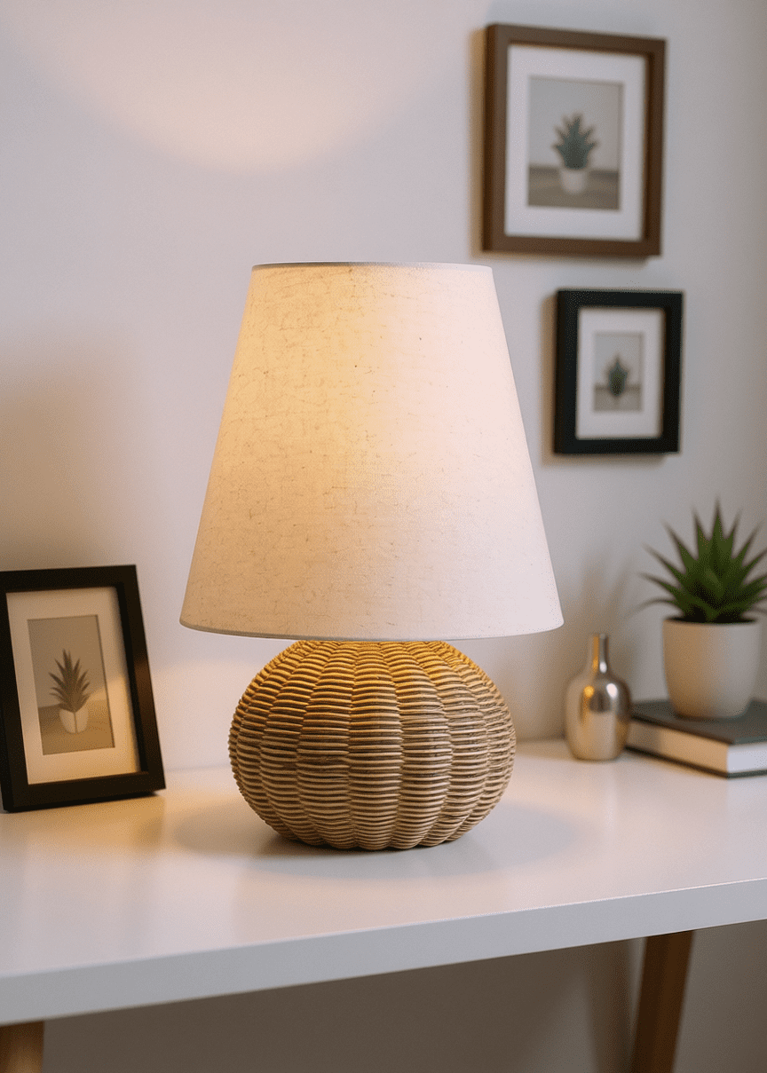 Lampe d'appoint Mainstays en polyrésine motif rotin de 13 pouces