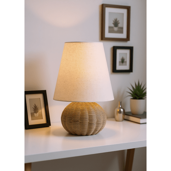 Lampe d'appoint Mainstays en polyrésine motif rotin de 13 pouces