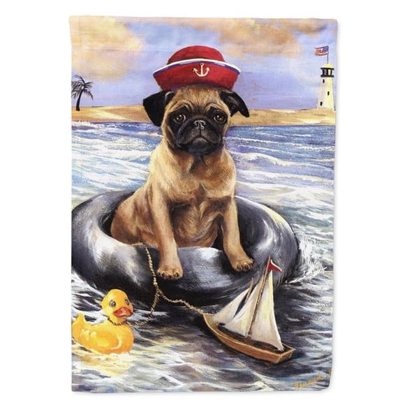 Carolines Treasures PPP3153CHF 28 x 0.01 x 40 in. Pug Ahoy Sailor Canvas House Flag
