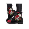 thumbnail image 1 of UKAP Women Leather Boot Floral Short Bootie Lace Up Ankle Boots Work Booties Waterproof Red Rose 5, 1 of 2