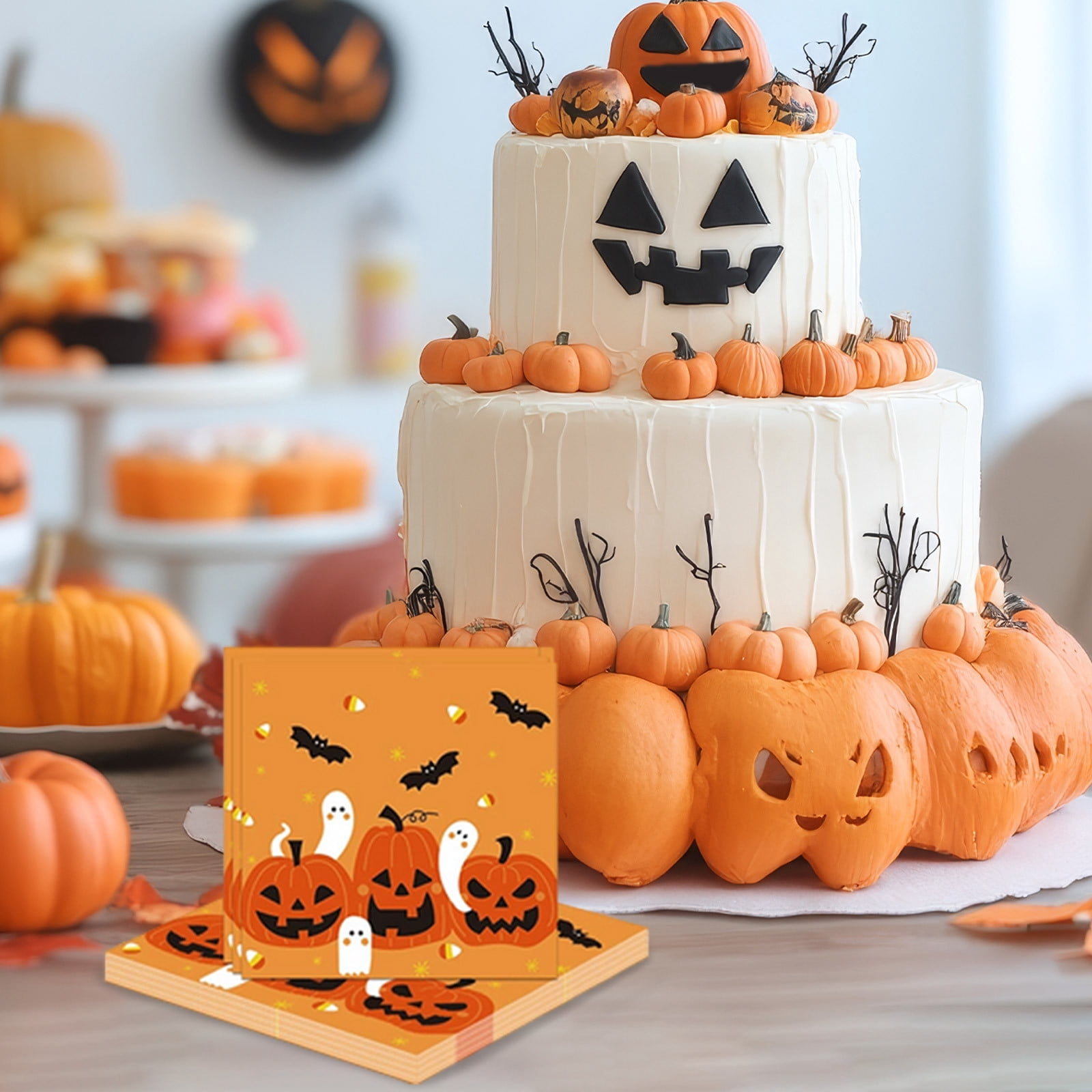 Home Halloween Ghost Pumpkin Party Tableware 20-Sheet Pack Of Disposable Paper Towels Holiday Gathering Pumpkin Paper Towels Home Essentials