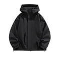 thumbnail image 1 of Pisexur Windbreaker Jacket ManSolid Color Water Resistance Drawstring Pockets Hooded Outdoor Jacket Coat Hiking Jacket Men Rain Coat Plus Size Jackets for Men, 1 of 1