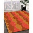 thumbnail image 3 of Ahgly Tapis de Zone Carré Transitionnel Néon Orange Lavable en Machine, 3 Pieds Carré, 3 of 7