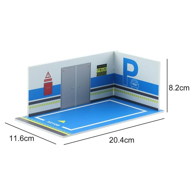 justharion 1:32 Parking Lot Model Car Diecast Garage for Diorama Collection Background 32108 Blue