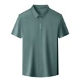 thumbnail image 3 of Men's Business Casual Tee Shirt Solid Color Short Sleeve Button Down Wear Smooth Comfortable Top, 3 of 5