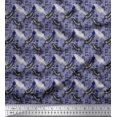 thumbnail image 1 of Soimoi Blue Georgette Viscose Fabric Text & Crow Bird Decor Fabric Printed Yard 44 Inch Wide, 1 of 3