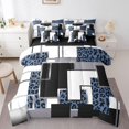 thumbnail image 1 of YST Blue Cheetah Print Comforter Set With Sheets 7 Piece Black Silver Gray Abstract Geometric Bedding Set Full For Boys Adults Men,Leopard Checkered Bed In A Bag Wildlife Grids Bed Set, 1 of 5