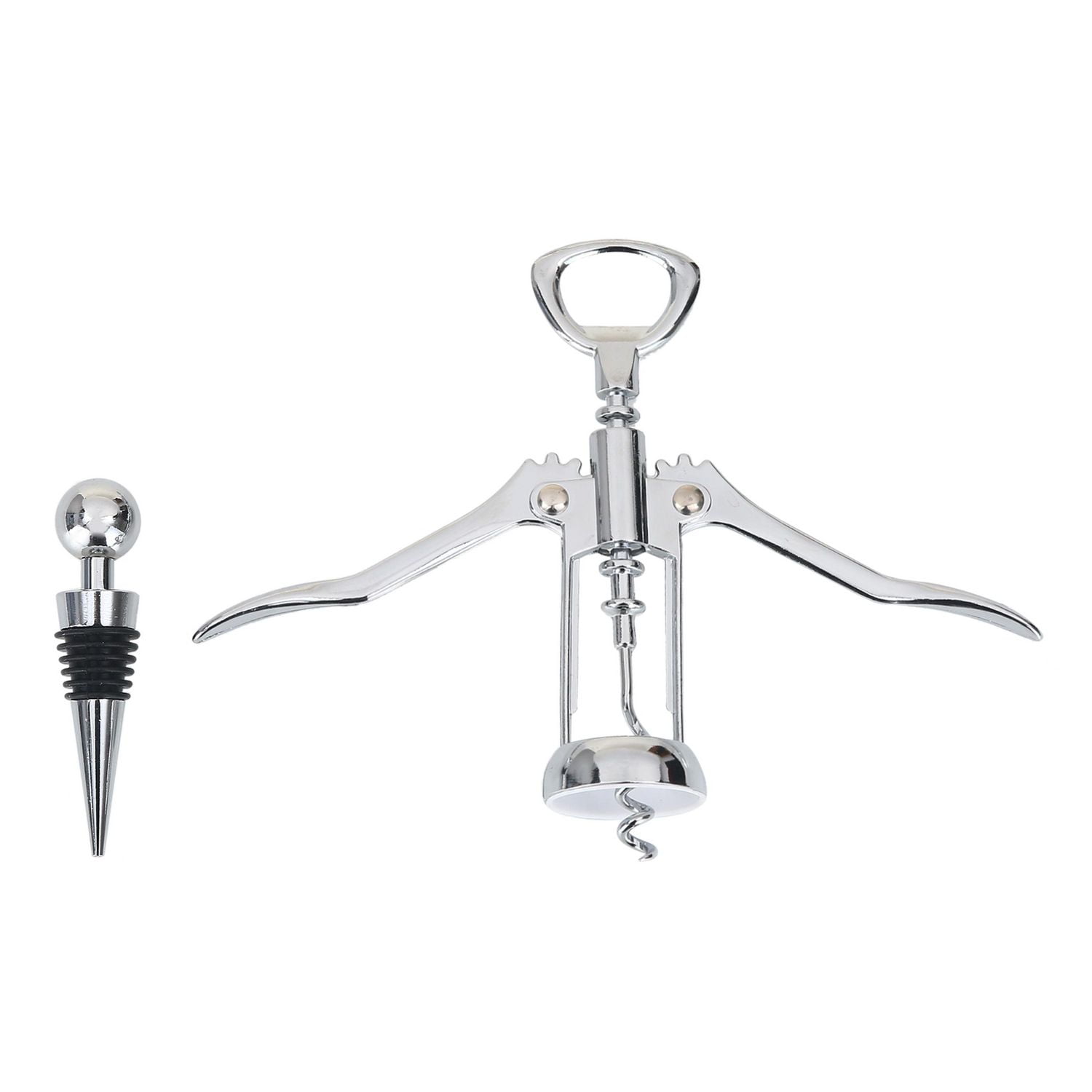 Mainstays Ensemble tire-bouchon et bouchon à vin en acier inoxydable, argent