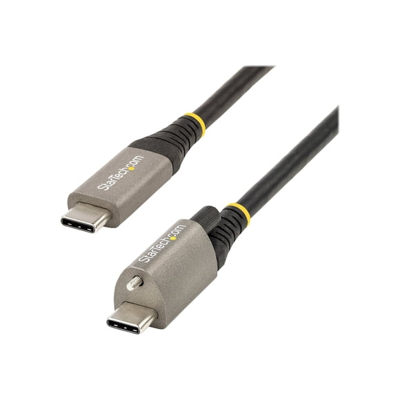 StarTech.com 3ft 1m Top Screw Locking USB C Cable 10Gbps, USB 3.1/3.2 Gen 2 Type-C Cable, 100W (5A) Power Delivery Charging, DP Alt Mode, Single Screw Lock, USB-C to C Cord, Charge/Sync - Thunderbolt 3 Compatible (USB31CCTLKV1M) - USB cable - 24 pin USB-C (M) straight/locking to 24 pin USB-C (M) straight - USB 3.2 Gen 2 / DisplayPort 1.4 /Thunderbolt 3 - 3.3 ft - 8K support - black, gray