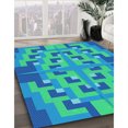 thumbnail image 3 of Ahgly Company Tapis d'Intérieur Lavable en Machine Carré Bleu Transitionnel, 5 Pieds Carré, 3 of 7