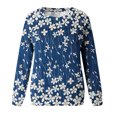 thumbnail image 4 of RKSTN Chandails à Manches Longues pour Femmes Mode à Imprimé Floral Décontracté Hauts à Manches Longues à Col Rond Coupe Ample Chandail Blouse, 4 of 4