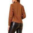 thumbnail image 3 of INSPIRE CHIC Veste en Faux Suède pour Femme à Manches Longues, devant Drapé, Vestes de Moto, 3 of 6