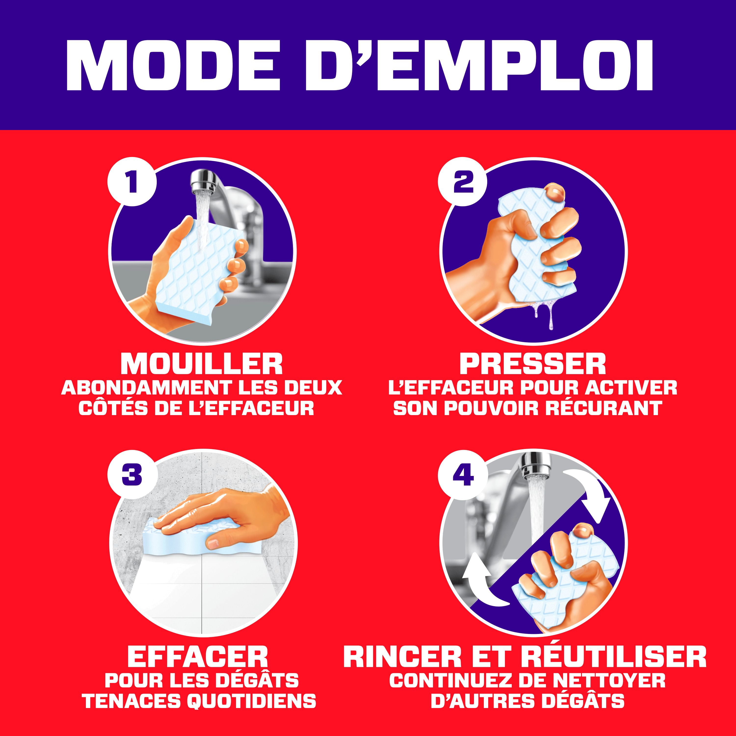 Éponge Effaceur magique M. Net, nettoyant tout usage, récurant nettoyant, Extra résistant, 4 u