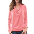 thumbnail image 1 of Pompotops T-Shirt Décontracté pour Femme à Col Rond Uni à Manches Longues Coupe Ample Chandail Haut Blouse, 1 of 9