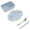 thumbnail image 4 of Thermal Lunch Box, Large Capacity Bento Lunch Box Portable  Microwaveable Compartments Design With Spoon  Chopsticks   For Office For Students Elegant Blue Lunch Box, 4 of 8