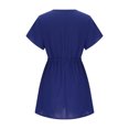thumbnail image 4 of Jusqu'à 65 % de Rabais! Robes d'Été Mode pour Femmes 2024 Grande Taille Décontractées Coupe Ample Robe Colorée Jupe de Plage Soleil Col en V Robe à Manches Courtes, 4 of 6