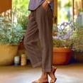 thumbnail image 2 of Dealovy Womens Cotton Linen Pants Plus Size Elastic High Waisted Solid Color Lightweight Summer Trousers, 2 of 6