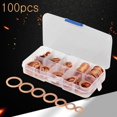 thumbnail image 1 of Ensemble de Joints de Rondelle en Cuivre 100 Pcs, Kit d'Assortiment de Joints Plats M4-M14, 1 of 11
