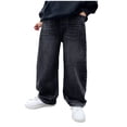 thumbnail image 1 of dmqupv Baggy Jeans Kids Boy Boys Jeans Wide Leg Children Boys Clothing Big Kids Handsome Sports Pants Black,Size for 13-14 Years, 1 of 8
