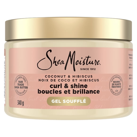 SheaMoisture Gel Soufflé Boucles et Brillance Noix de Coco et Hibiscus pour Cheveux Bouclés, 340 g