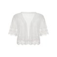 thumbnail image 2 of Cardigan Smock Transparent pour Femmes à Manches Courtes, Couleur Unie, Châle en Dentelle Patchwork, Boléro Transparent, Blouse de Couverture, 2 of 6