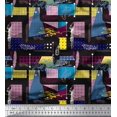 thumbnail image 1 of Soimoi Georgette Viscose Fabric Patchwork Color Block Printed Fabric 1 Yard 42 Inch Wide, 1 of 3
