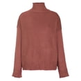thumbnail image 4 of Mrat Chandails pour Femmes Uni à Manches Longues Chandail d'Automne Robe Chandail Chandails pour Dames Cardigan Col Roulé Chandail Décontracté Hauts Rouge TTTG, 4 of 6