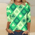 thumbnail image 2 of FAIWAD T-Shirt à Manches 3/4 pour Femmes de la Saint-Patrick, Col Rond, Décontracté, Grande Taille, Tunique à Enfiler, 2 of 5