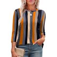 thumbnail image 2 of Penkiiy Hauts à Manches 3/4 pour Femmes Col Rond Tunique Décontractée Chemises Plissées Basiques Coupe Ample 2025 L Noir, 2 of 8