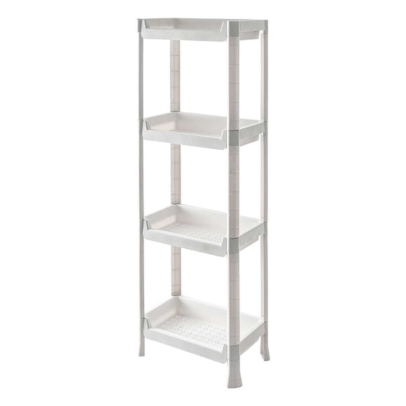 Floor Standing Kitchen Storage Rack | 4-Layer Mobile Organizer for Bathroom, Vegetables & Cosmetics | Space-Saving Plastic Shelving Unit | 1 Rack, Size L