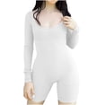thumbnail image 1 of Womens Yoga Jumpsuits One Piece Workout Ribbed Long Sleeve Rompers Outfits U Neck Sport Exercise Jumpsuits Bodysuits, 1 of 7