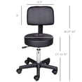 thumbnail image 3 of HOMCOM Tabouret Roulant Réglable, Tabouret de Dessin Pivotant en Cuir PU, Noir, 3 of 10