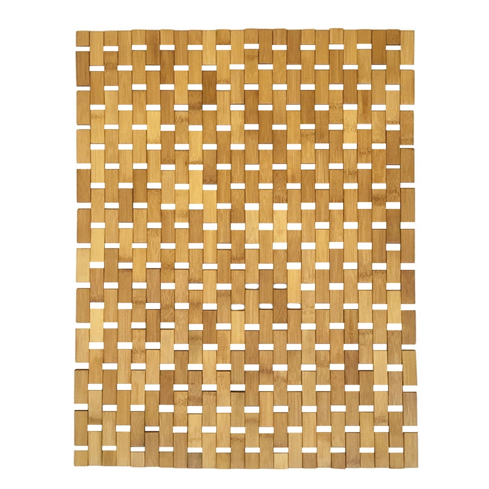 Tapis d'Entrée en Bambou Naturel Antidérapant pour Salle de Bain Intérieure