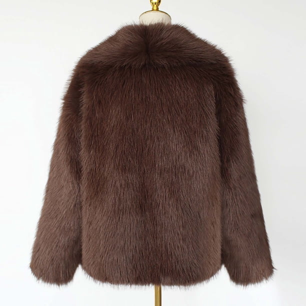 XZNGL Winter Faux Fur Coat for Men, Long Sleeve Turn-Down Collar