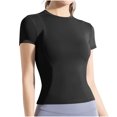 thumbnail image 1 of Plebaso Hauts d'Entraînement pour Femmes à Manches Courtes, Col Rond, T-Shirts Athlétiques, Course, Yoga, Gym, T-Shirts Basiques pour Femmes, 1 of 3