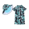 thumbnail image 1 of Hiiyo Toddler Boys One-Piece Swimsuit Rash Guard with Hat Bathing Suit Beach Swimwear, 1 of 3