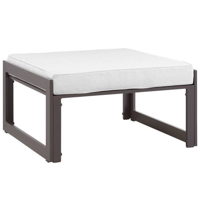 Modway Fortuna Ottomane de Patio Moderne en Aluminium, Fini Brun/blanc