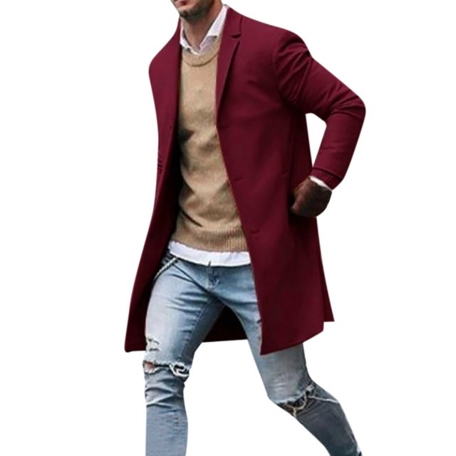 Qertyioot Hauts pour Hommes Automne Hiver Décontracté Manches Longues Bouton Veste Mode