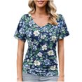 thumbnail image 2 of Weiqiqre Womens Spring Tops Short Sleeve Shirts V Neck Blouse Ruched Business Casual Basic Tunic Tops, 2 of 6